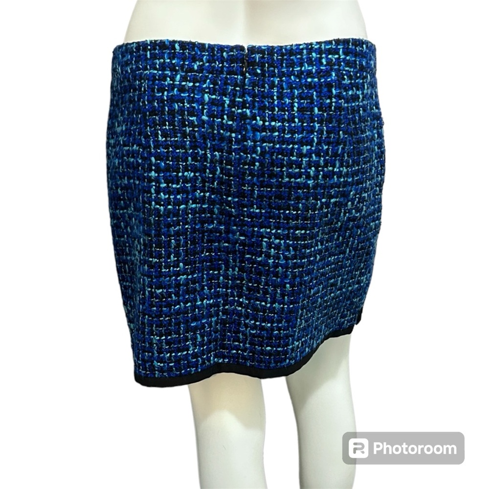 J. Crew Factory Bright Blue & Black Woven Tweed Mini Skirt - Size 6 - Picture 5 of 9